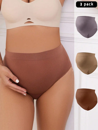 Maternity Panties 3 Pack - High Waist Solid Color Stretchy Soft Seamless, Pregnancy Daily Wear