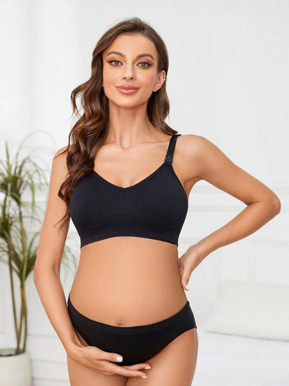 3-Pack Seamless Maternity Nursing Bras, Wireless Front-Snap Breastfeeding Sleep Bra with Removable Padding, Multicolor Set