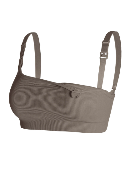 Maternity Nursing Bra Set 3 Pack - Easy Open Breastfeeding Bralette, Black Coffee Skin