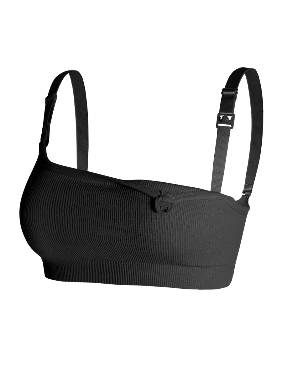Maternity Nursing Bra Set 3 Pack - Easy Open Breastfeeding Bralette, Black Coffee Skin