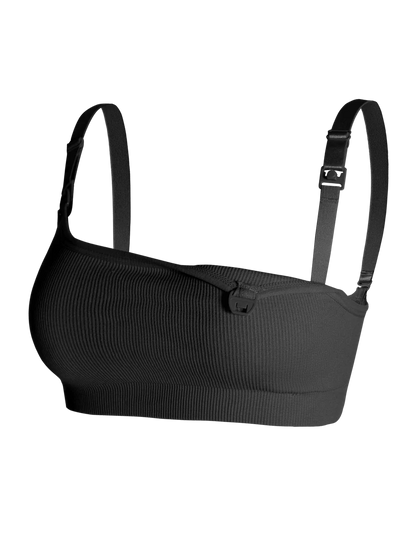 Maternity Nursing Bra Set 3 Pack - Easy Open Breastfeeding Bralette, Black Coffee Skin