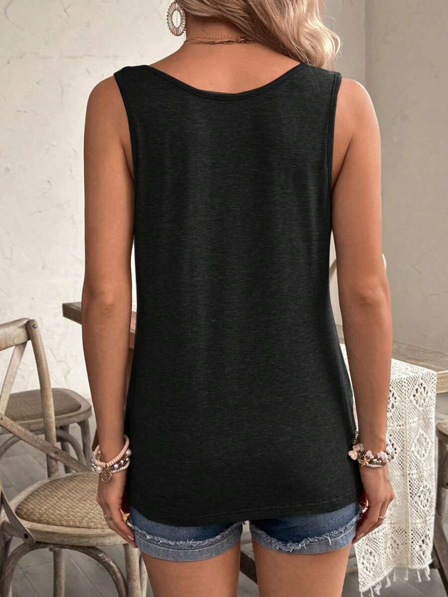 Maternity Solid Color Scoop Neck Sleeveless Nursing Top - Casual Summer Pullover