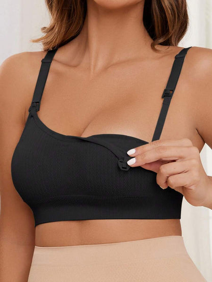 Maternity Seamless Nursing Bra Women Solid Ribbed Comfortable Breastfeeding Support Bra