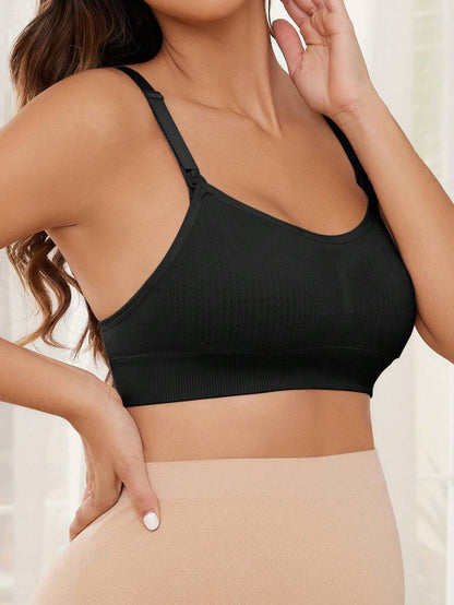 Maternity Seamless Nursing Bra Women Solid Ribbed Comfortable Breastfeeding Support Bra