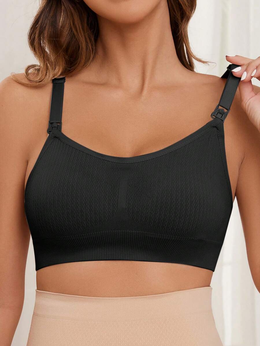 Maternity Seamless Nursing Bra - Solid Color Adjustable Straps Breathable Wireless Breastfeeding