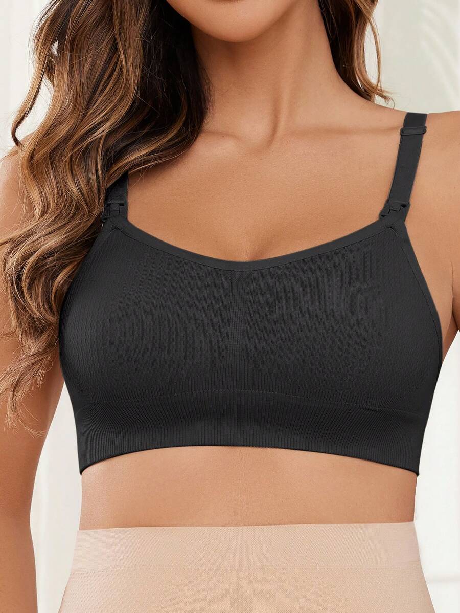 Coffee Brown Seamless Nursing Bra - Comfortable Wireless Maternity Bralette with Adjustable Straps and Easy Access Buttons