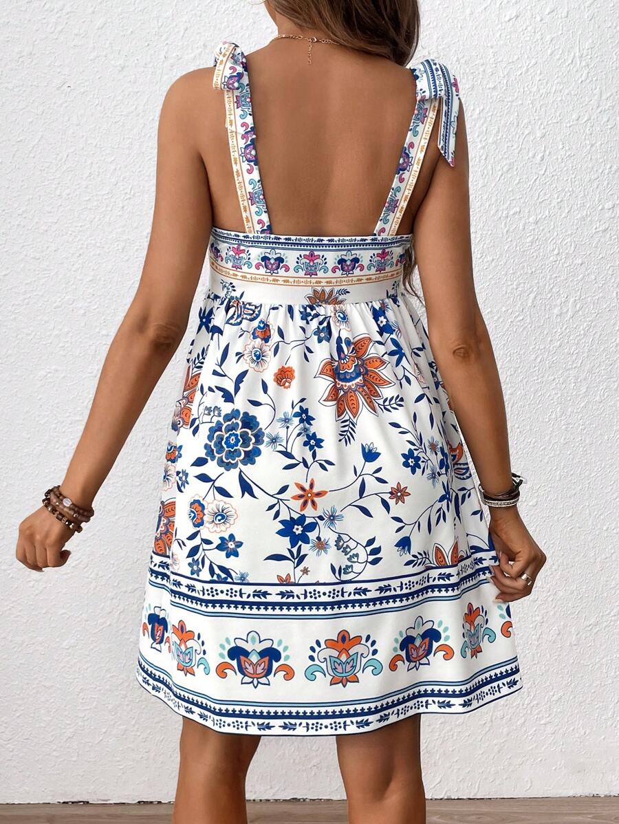 Maternity Holiday Floral Print Spaghetti Strap Cami Dress Boho High Waist Flared Mini Dress for Beach Vacation
