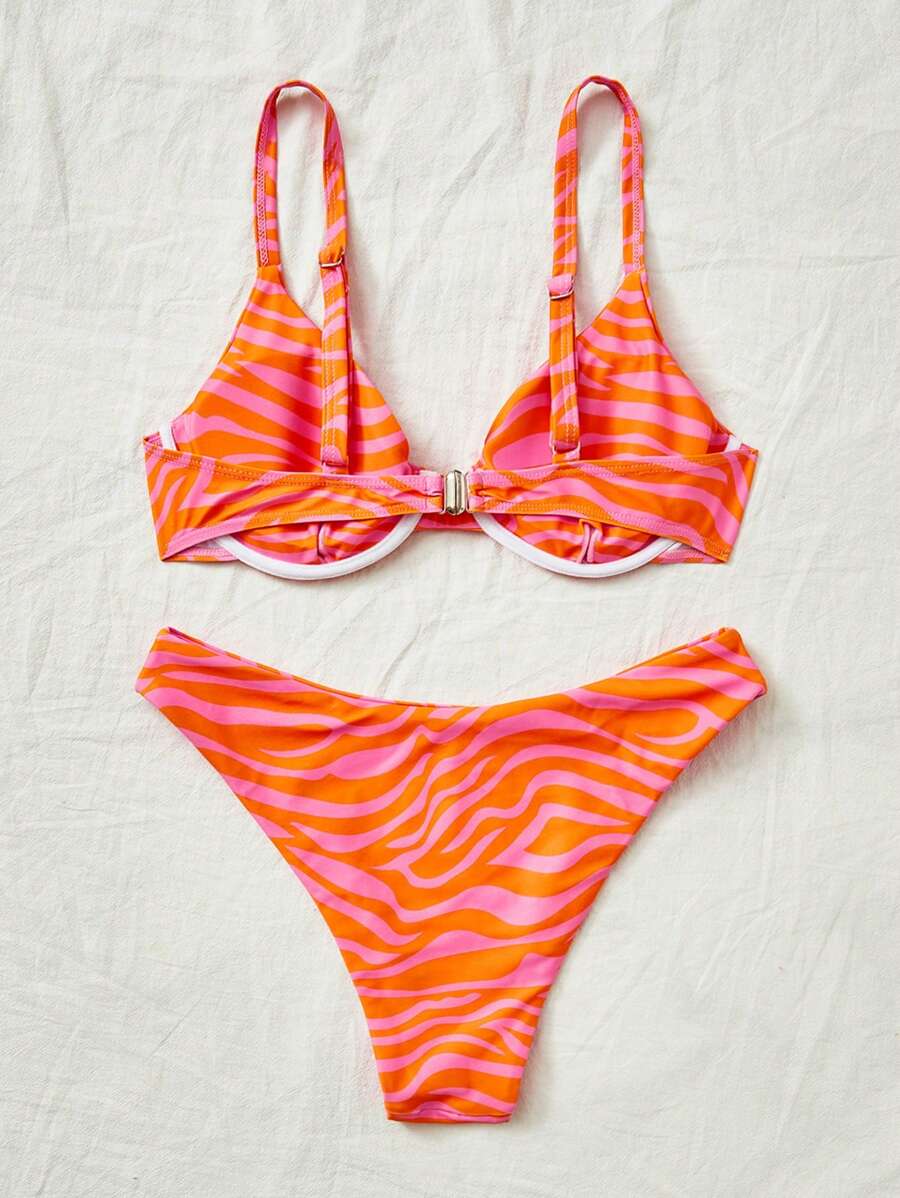 Bellisia Summer Beach Zebra Striped Underwire Bikini Set
