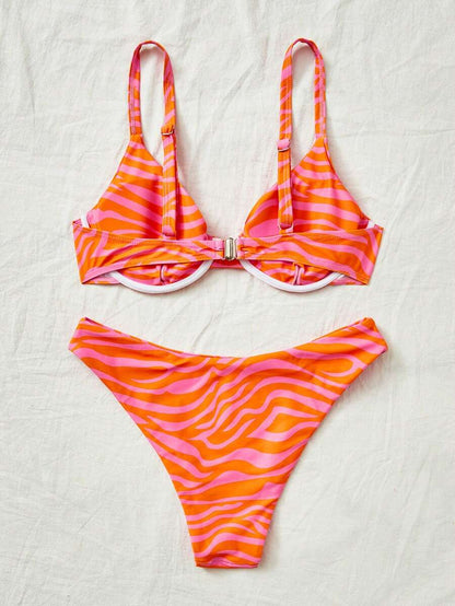 Bellisia Summer Beach Zebra Striped Underwire Bikini Set