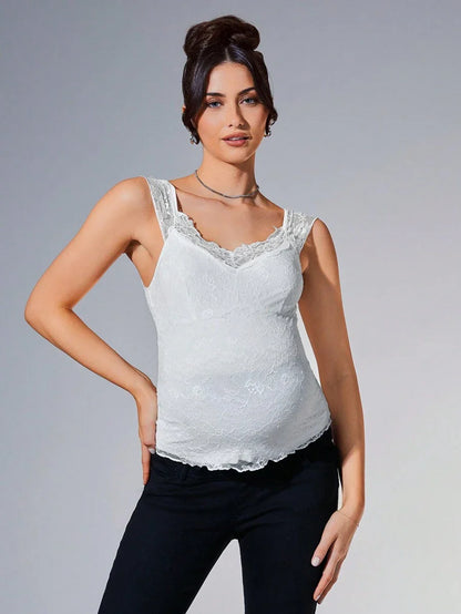 Elegant Lace Round Neck Cap Sleeve Maternity T-Shirt - Comfortable Longline Pregnancy Top