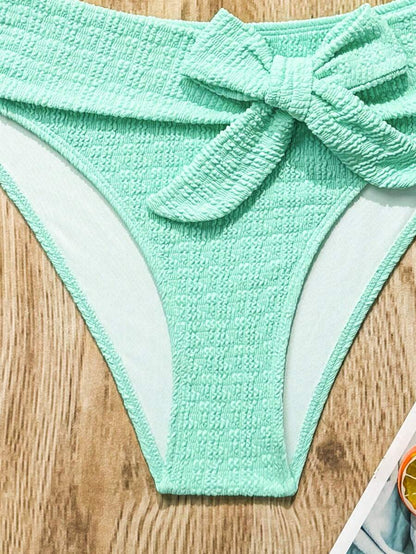 Women's 2-Piece Solid Halter Strap Bikini Set - High Waist, Backless, Apricot