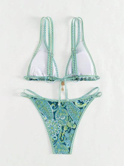 Swim Vcay Women's Summer Beach Floral Print Sexy Bikini Set