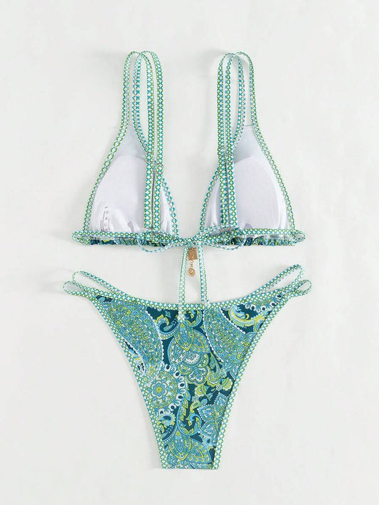 Swim Vcay Women's Summer Beach Floral Print Sexy Bikini Set