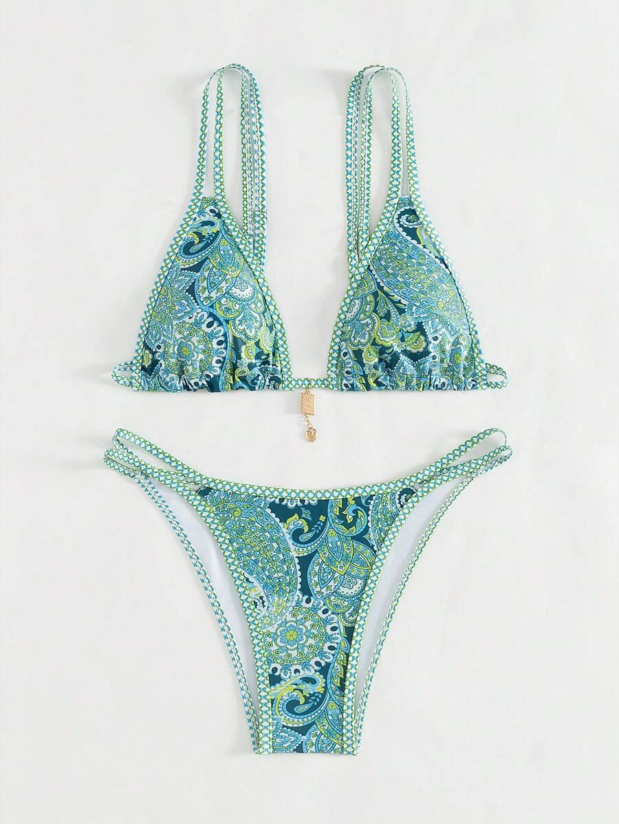 Swim Vcay Women's Summer Beach Floral Print Sexy Bikini Set