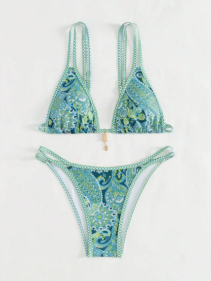 Swim Vcay Women's Summer Beach Floral Print Sexy Bikini Set