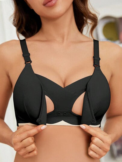 Maternity Nursing Bra Women Solid Color Comfortable Wireless Breastfeeding Support Bra 1pc