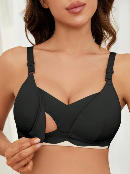 Maternity Nursing Bra Women Solid Color Comfortable Wireless Breastfeeding Support Bra 1pc