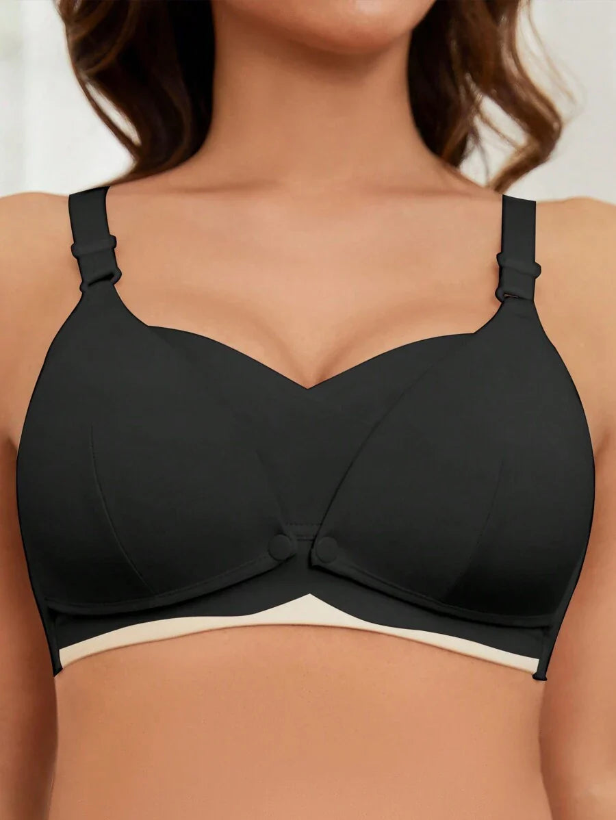 Maternity Nursing Bra Women Solid Color Comfortable Wireless Breastfeeding Support Bra 1pc