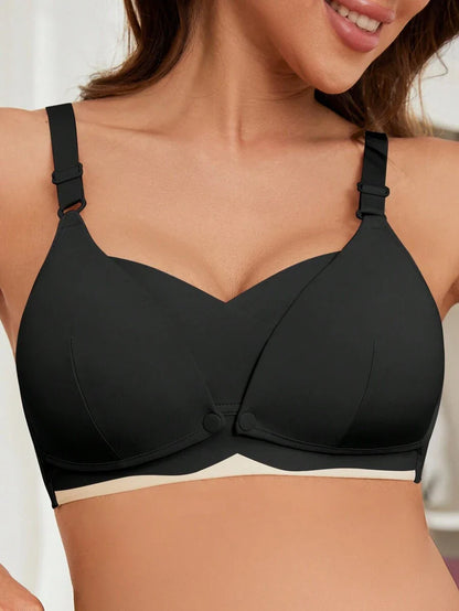 Mauve Purple Maternity Nursing Bralette Wireless High Rise Support Bra with Cut Out Detail and Adjustable Straps for Daily Wear