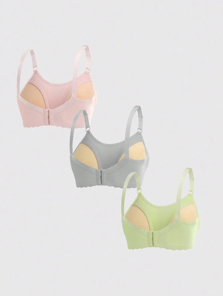 3PCS Maternity Nursing Bra Set Women Soft Skin Friendly Wireless Comfortable Breastfeeding Lingerie Bra