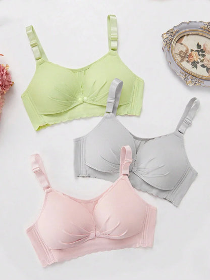 3PCS Maternity Nursing Bra Set Women Soft Skin Friendly Wireless Comfortable Breastfeeding Lingerie Bra