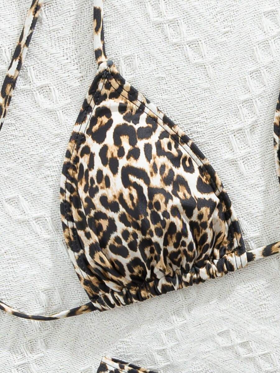 Women's Halter Triangle Bikini Set - Backless, High Waist, High Cut, Black