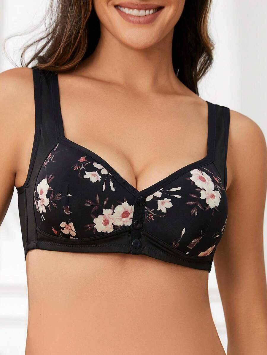 Moonlight&Mama 3pcs Maternity Floral Front Open Nursing Bra