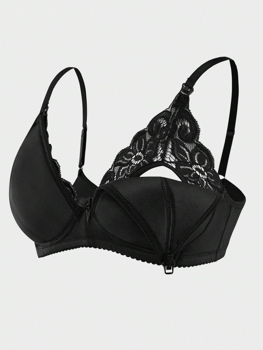 Maternity Contrast Lace Nursing Bra Women Comfortable Breastfeeding Lingerie Support Bra 1pc