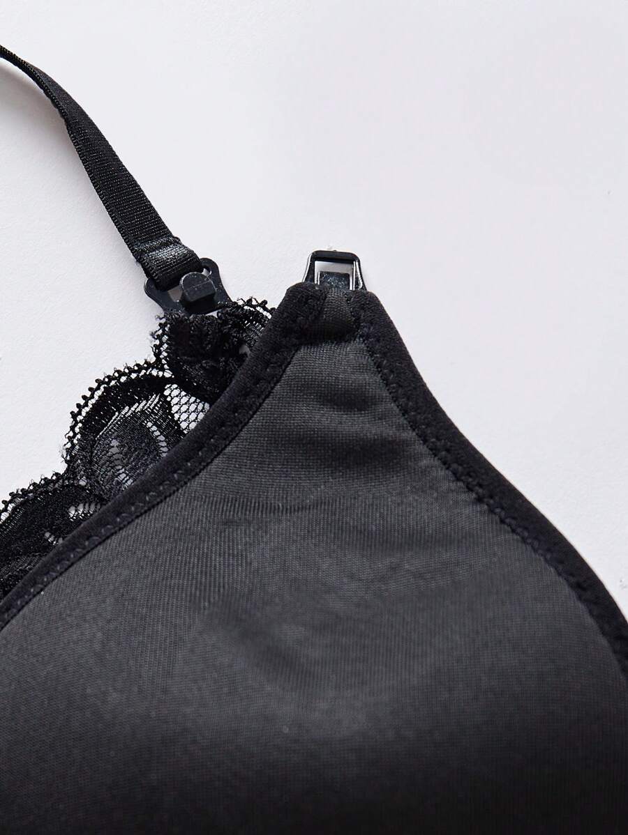 Maternity Contrast Lace Nursing Bra Women Comfortable Breastfeeding Lingerie Support Bra 1pc