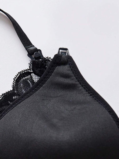 Maternity Contrast Lace Nursing Bra Women Comfortable Breastfeeding Lingerie Support Bra 1pc