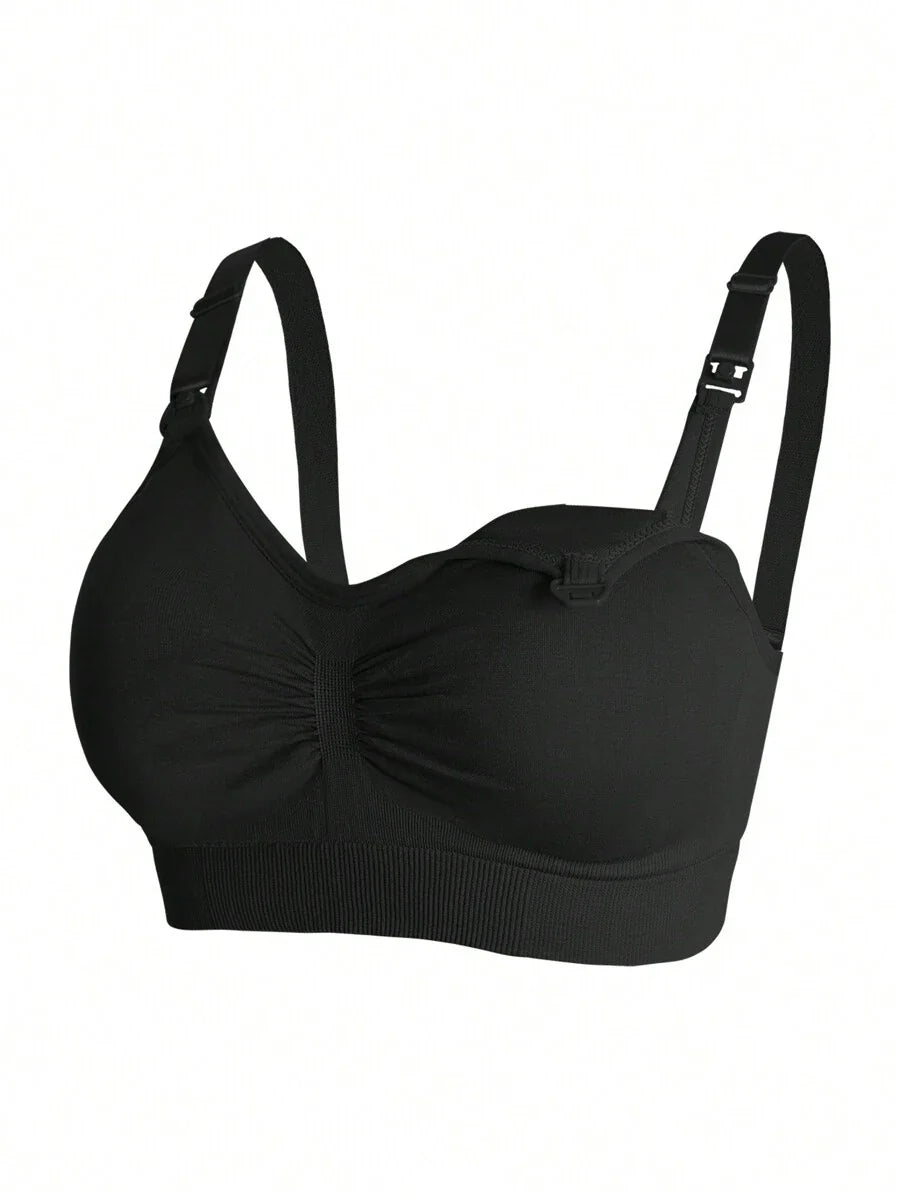 Maternity Nursing Bra Set 5 Pack - Nylon Seamless Front Clasp Wireless Breastfeeding, Pregnancy