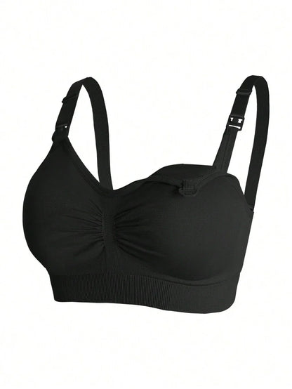 Maternity Nursing Bra Set 5 Pack - Nylon Seamless Front Clasp Wireless Breastfeeding, Pregnancy