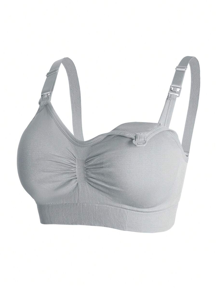 Maternity Nursing Bra Set 5 Pack - Nylon Seamless Front Clasp Wireless Breastfeeding, Pregnancy