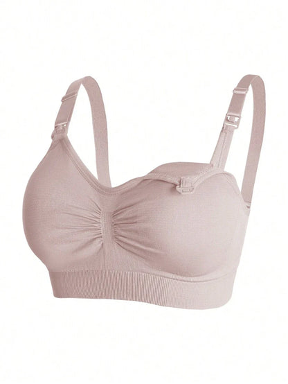 Maternity Nursing Bra Set 5 Pack - Nylon Seamless Front Clasp Wireless Breastfeeding, Pregnancy