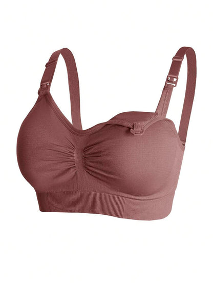 Maternity Nursing Bra Set 5 Pack - Nylon Seamless Front Clasp Wireless Breastfeeding, Pregnancy
