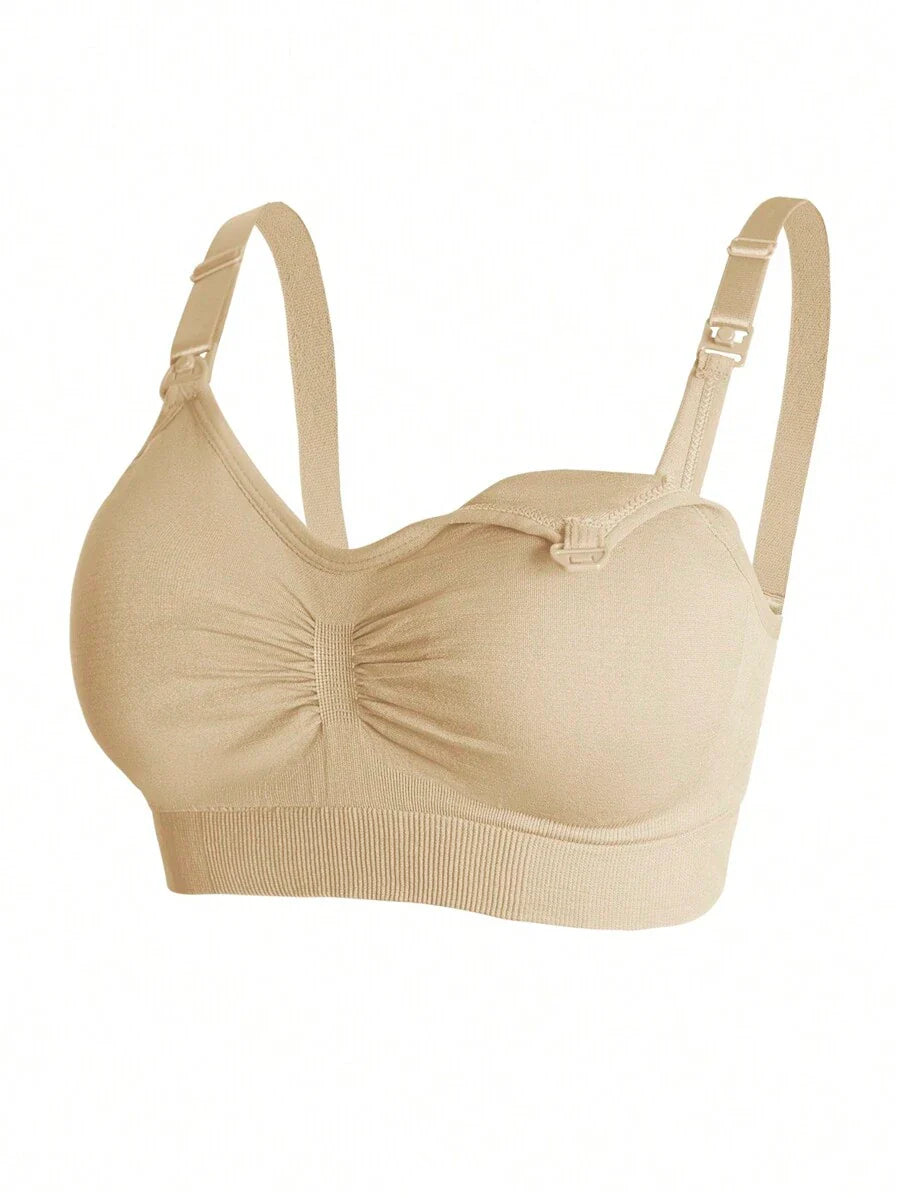 Maternity Nursing Bra Set 5 Pack - Nylon Seamless Front Clasp Wireless Breastfeeding, Pregnancy