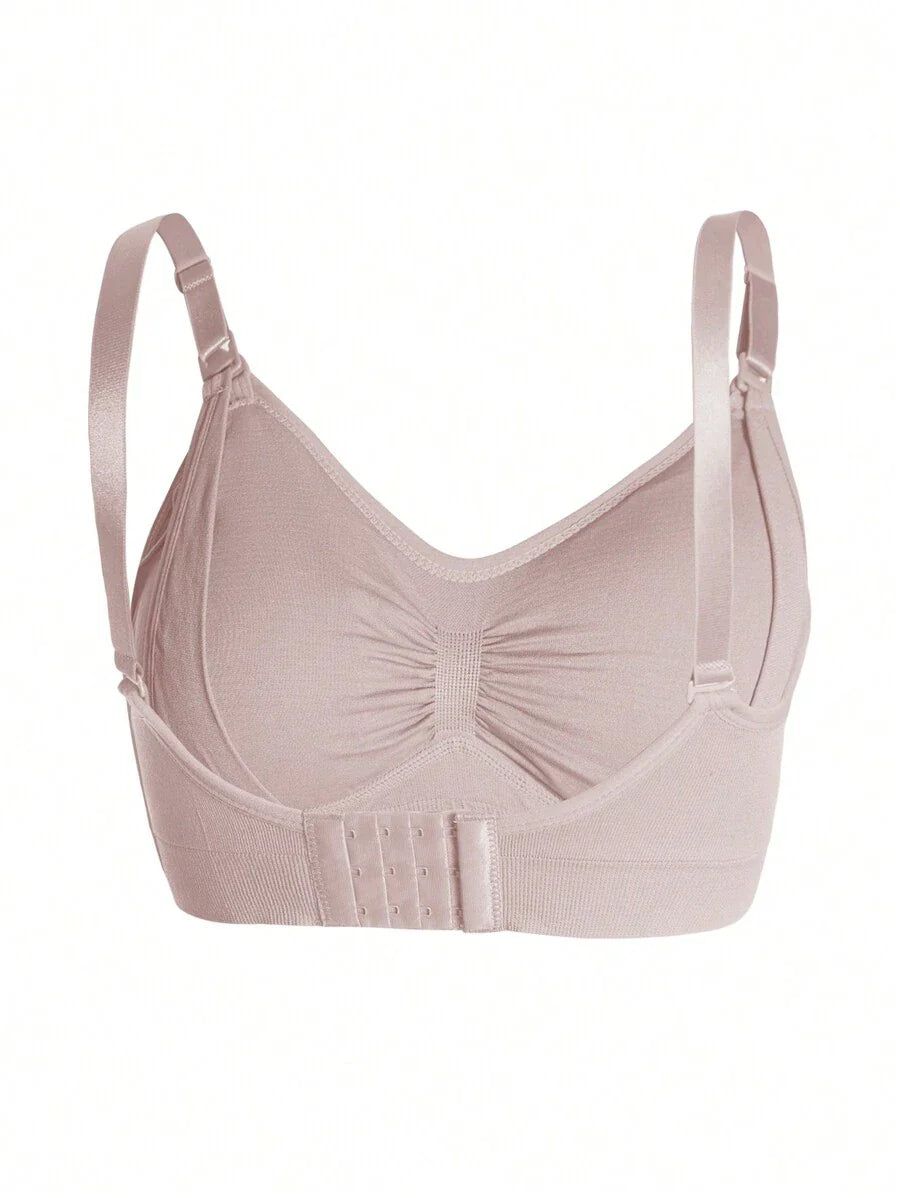 Maternity Nursing Bra Set 5 Pack - Nylon Seamless Front Clasp Wireless Breastfeeding, Pregnancy