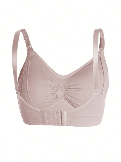 Maternity Nursing Bra Set 5 Pack - Nylon Seamless Front Clasp Wireless Breastfeeding, Pregnancy