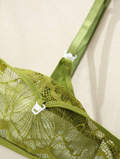 Maternity Lace Floral Bra and Briefs Set Women Easy Wear Comfortable Breastfeeding Lingerie Set