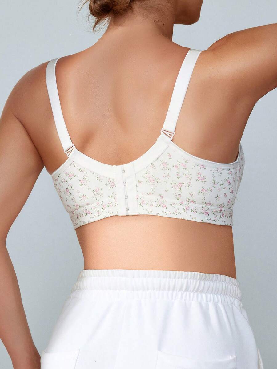 Maternity Lingerie Set - Ditsy Floral Detachable Casual Nursing Sleepwear, Bra and Panty