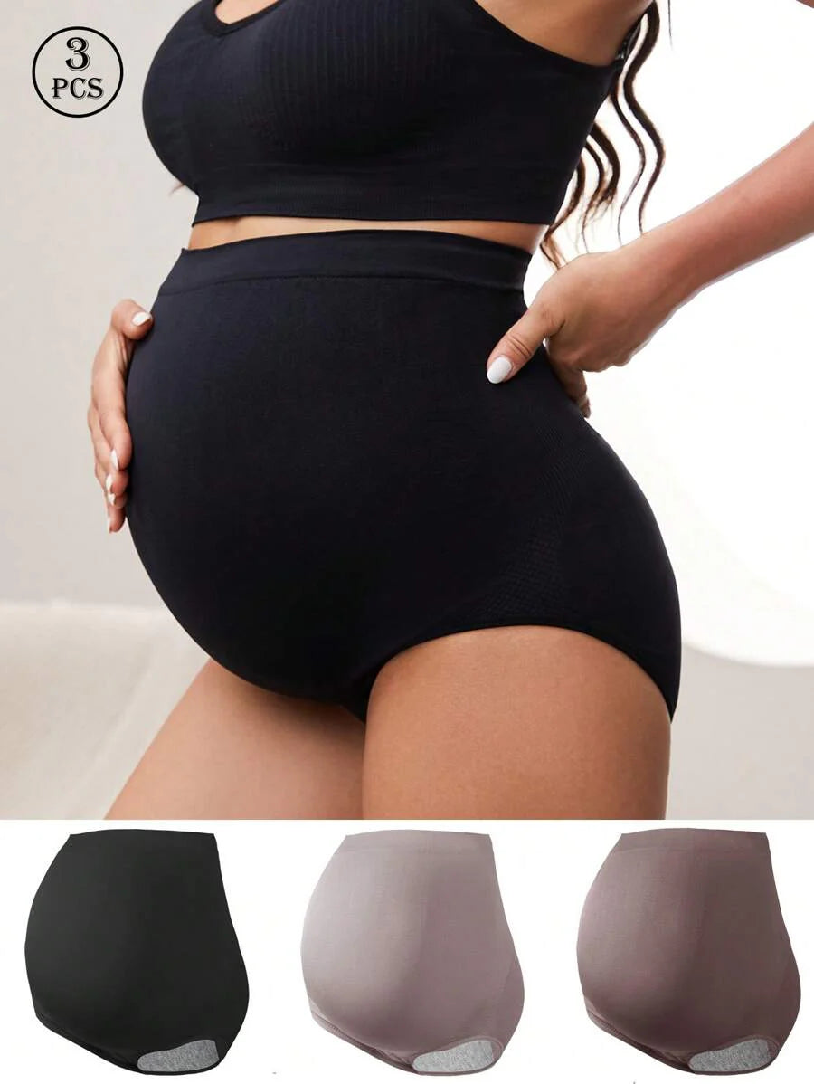 Maternity Underwear 3 Pairs - Nylon Multi Color Triangle Briefs Soft Stretch, Pregnancy Postpartum