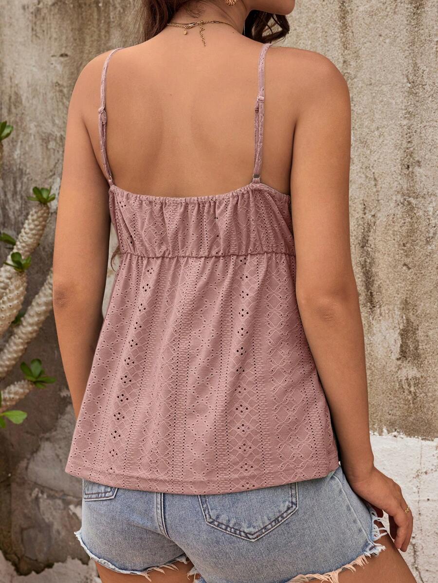 White Contrast Lace Embroidery Maternity Camisole - Boho Spaghetti Strap Knit Maternity Tank Top for Home and Vacation
