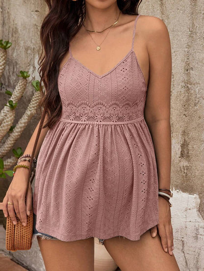 Maternity Casual Solid Color Camisole Brown Top Lace Zanea Dress For Woman Yisikado Dress