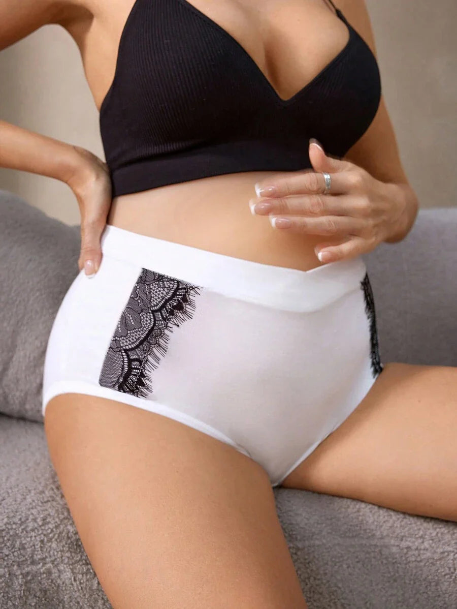 Maternity Underwear - Minimalist Romantic Low Rise Lace Patchwork Soft Breathable, Postpartum