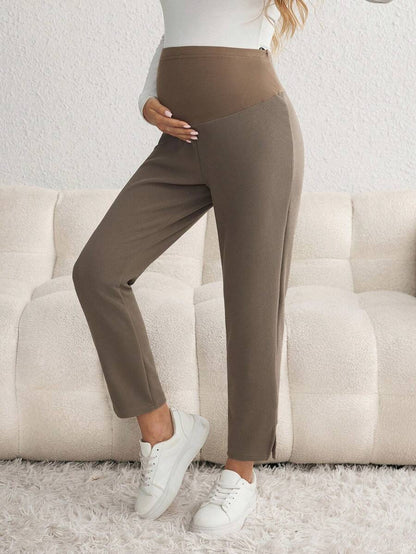 Maternity Skinny Pants - Wide Waistband, Cropped, Slant Pocket, Black