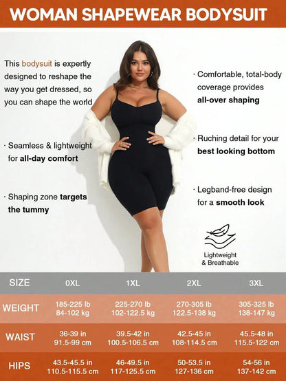 Plus Size Adjustable Strap Shaping & Lifting Jumpsuit - Medium Support Waist Sculpting Romper