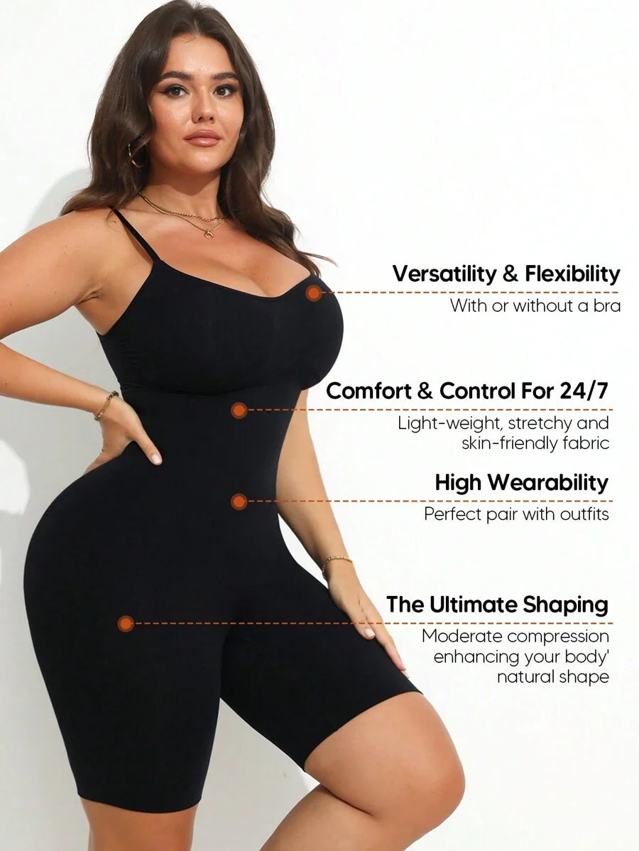 Plus Size Adjustable Strap Shaping & Lifting Jumpsuit - Medium Support Waist Sculpting Romper