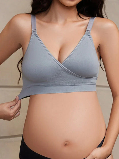 Maternity Nursing Bra 3 Pack - Seamless Crossover Double Hook Soft Breastfeeding, All Season