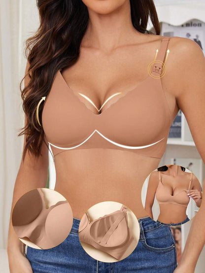 Seamless Fruit Print Nursing Bra for Maternity - Wireless Scallop Edge Jelly Style Bra with Removable Padding and Adjustable Straps