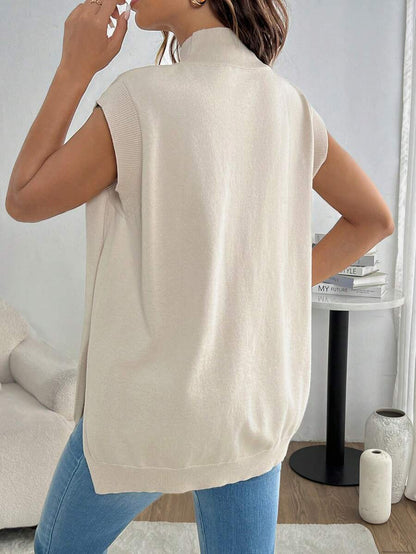 Women's Maternity Loose Knitted Sweater with Side Slit - Casual Autumn Pullover